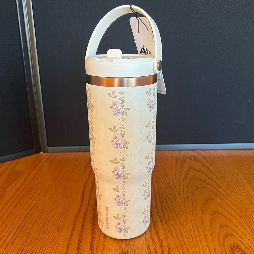 Hydrapeak Artesian Collection Ivory with Flowers 32 oz Insulated Tumbler